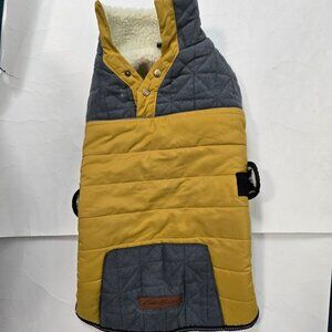 Eddie Bauer Gray and Yellow Quilted Dog Jacket